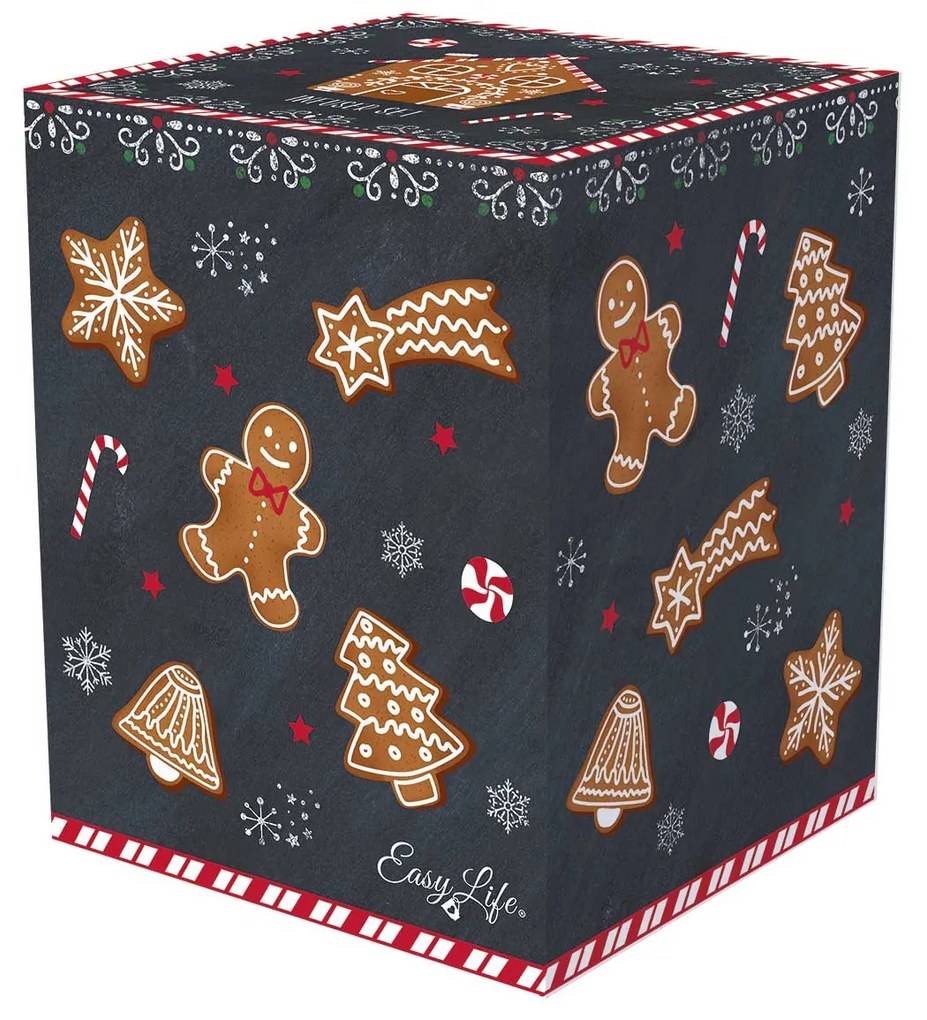 Mézeskalács karácsonyi porcelán bögre tetővel, fém szűrővel díszdobozban, 300 ml - Gingerbread