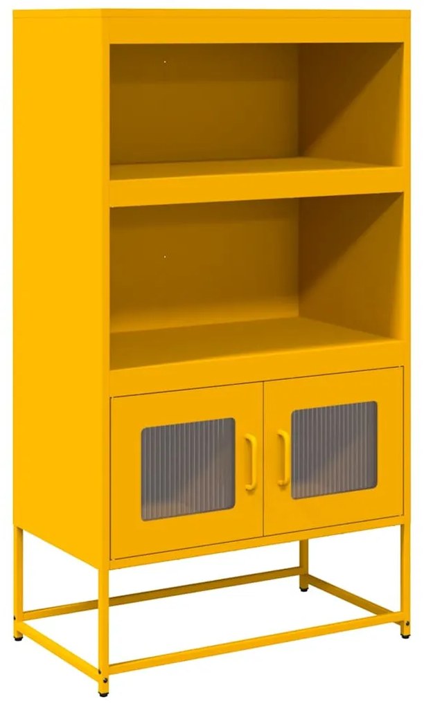 Highboard Mustársárga 68x39x123 cm Acél