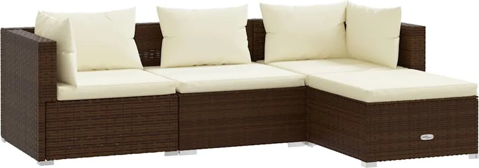 4 részes barna polyrattan kerti ülőgarnitúra párnákkal