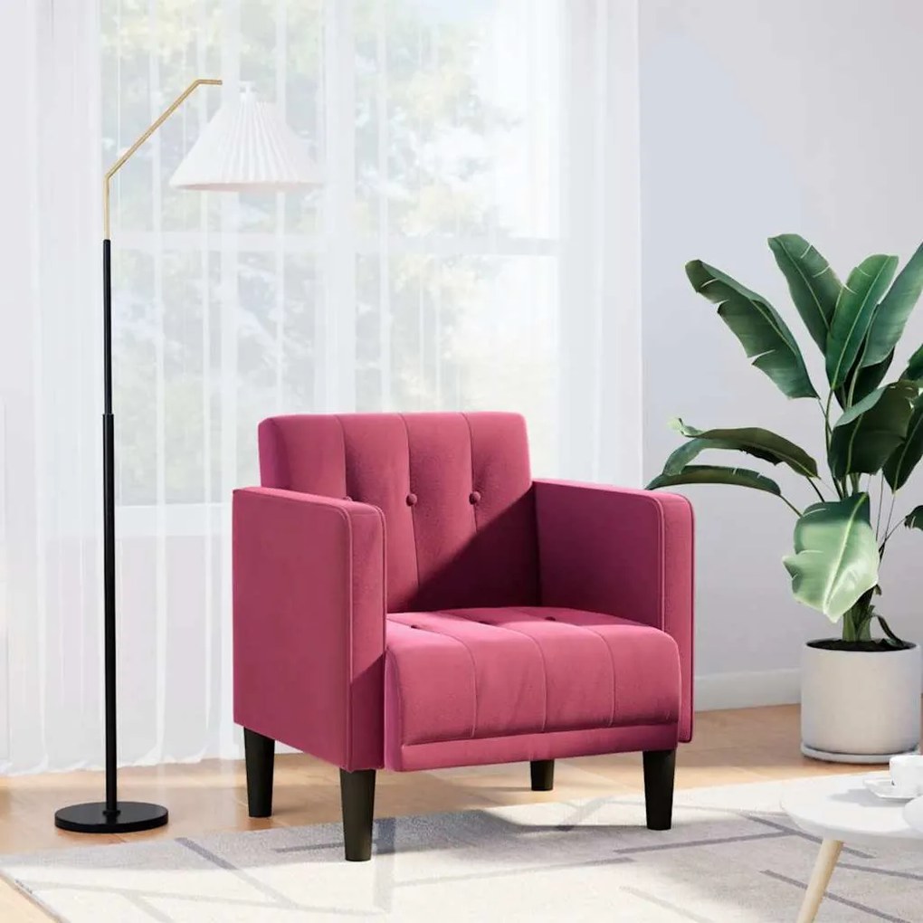Bordó bársony kanapészék karfával 53 cm