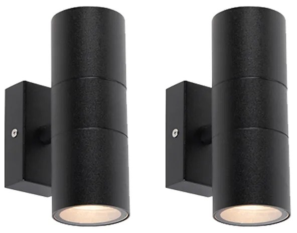 2 db-os kültéri fali lámpa készlet fekete IP44 - Duo