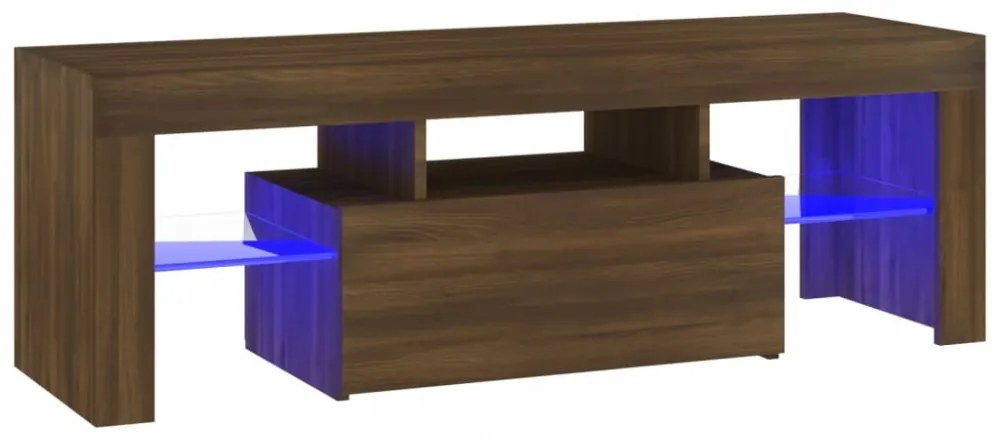 barna tölgyszínű TV-szekrény LED-világítással 120 x 35 x 40 cm