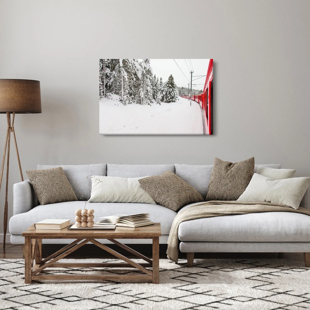Kép - Vonat a havas tájban (90x60 cm)