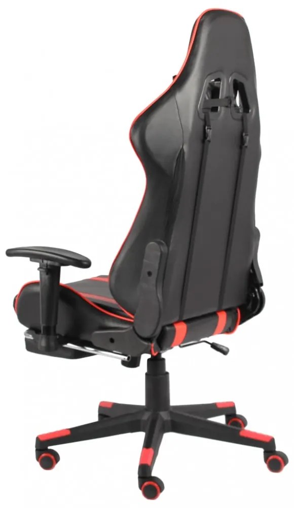 piros PVC forgó gamer szék lábtartóval