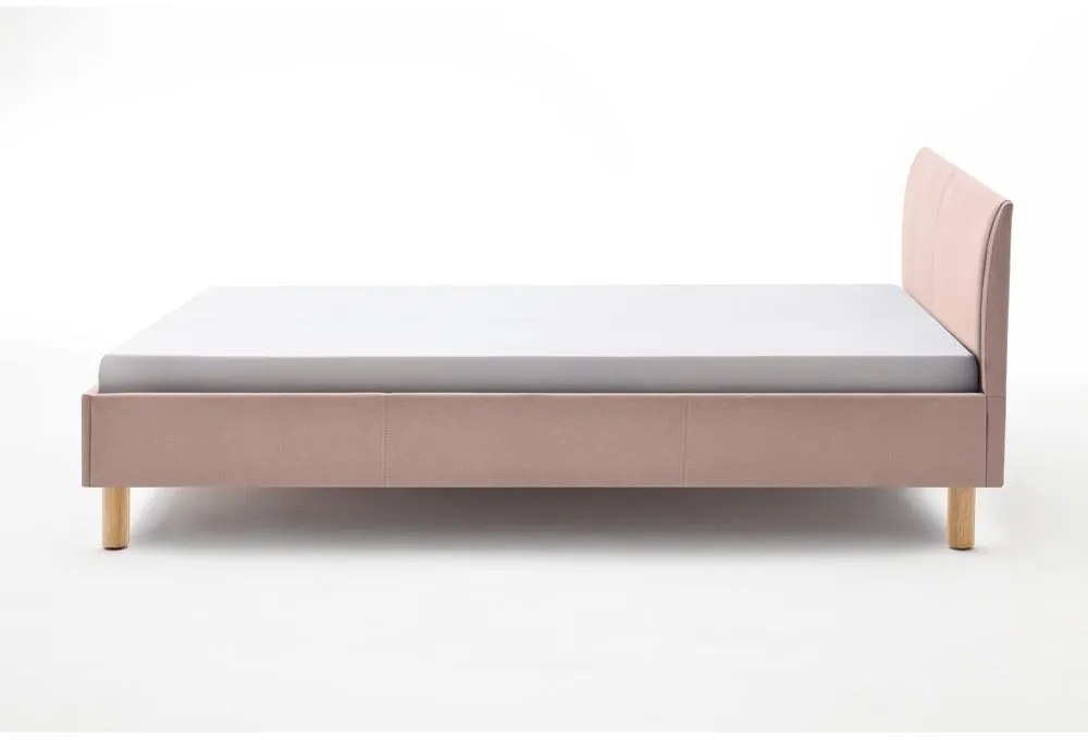 Rózsaszín kárpitozott franciaágy ágyrács nélkül 140x200 cm Lena – Meise Möbel