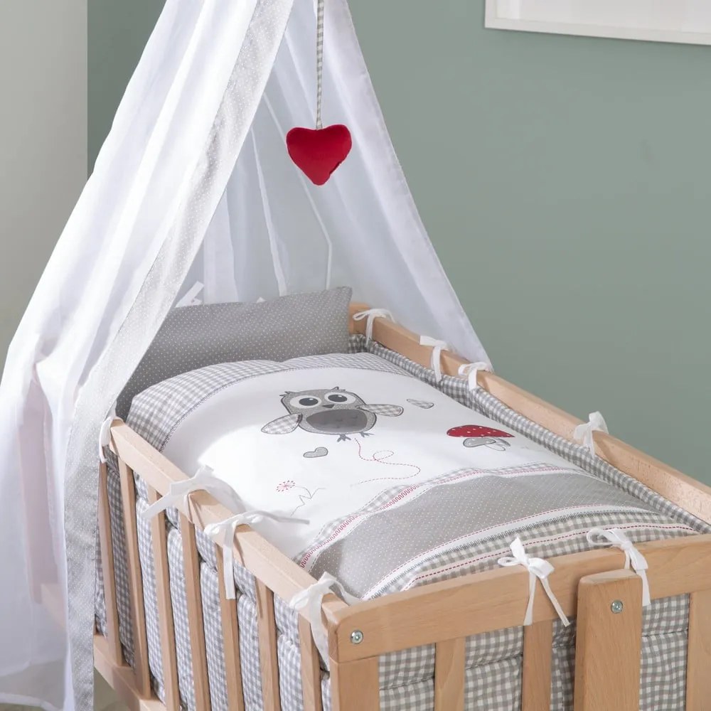 Natúr színű bükkfa gurulós-baldachinos bölcső 40x90 cm Adam and Owl – Roba
