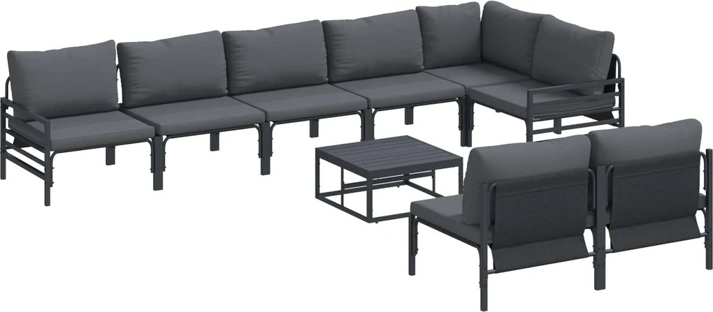 vidaXL Kerti Kanapé Szett párnával Antracitszürke Acél