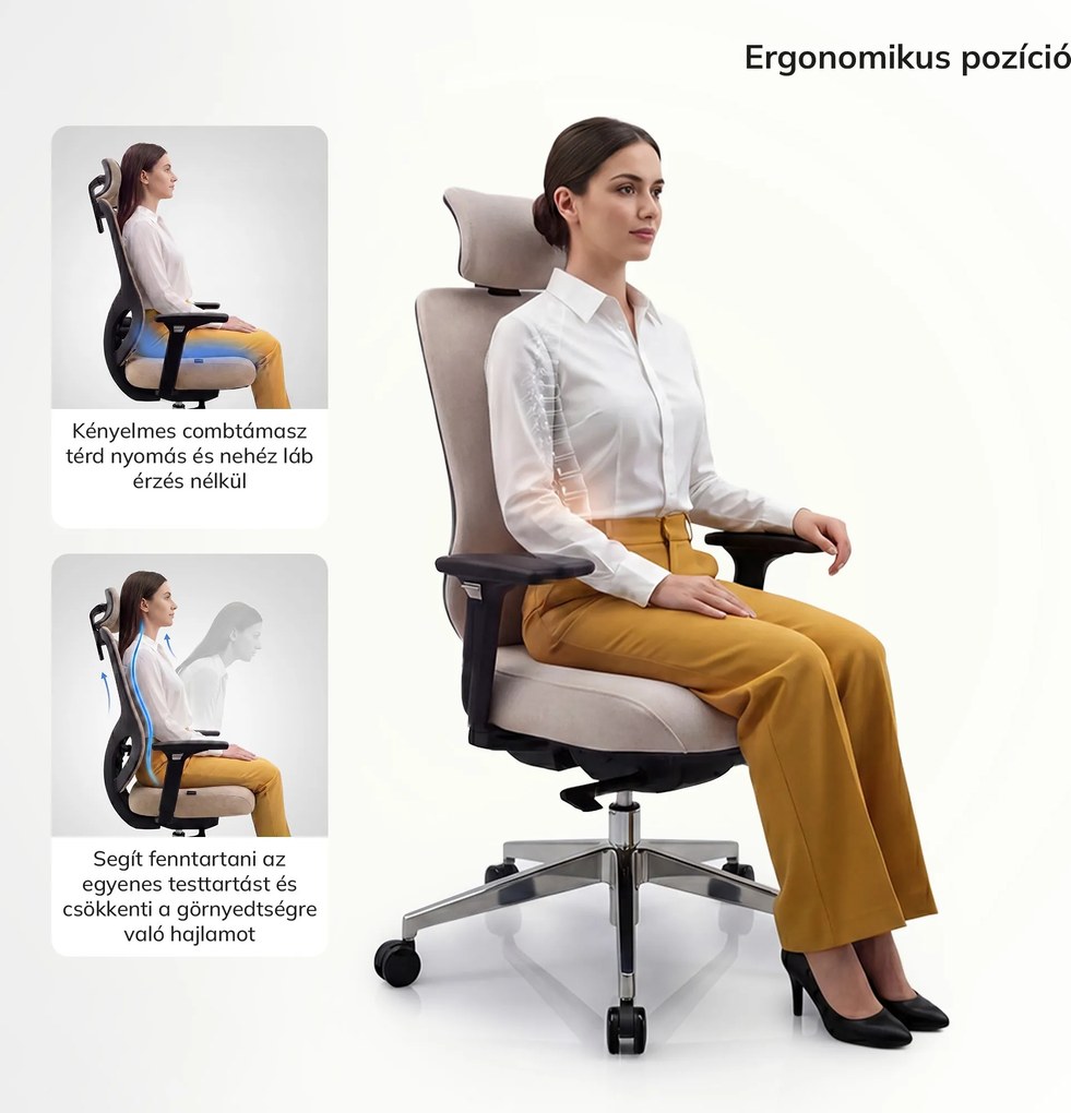 Ergonomikus irodai szék világos bézs AXIS