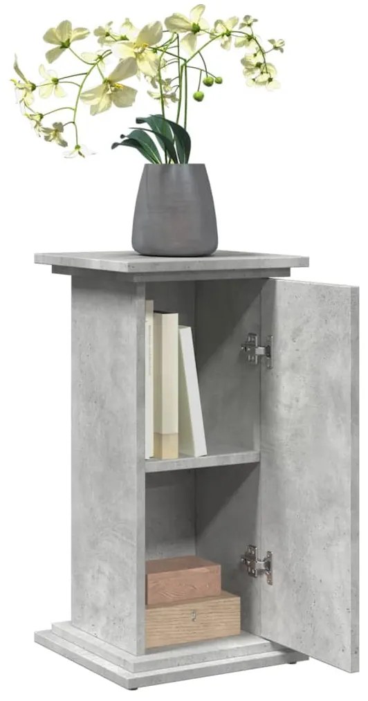 betonszürke szerelt fa bemutatóállvány tárolóval 31x30x60 cm