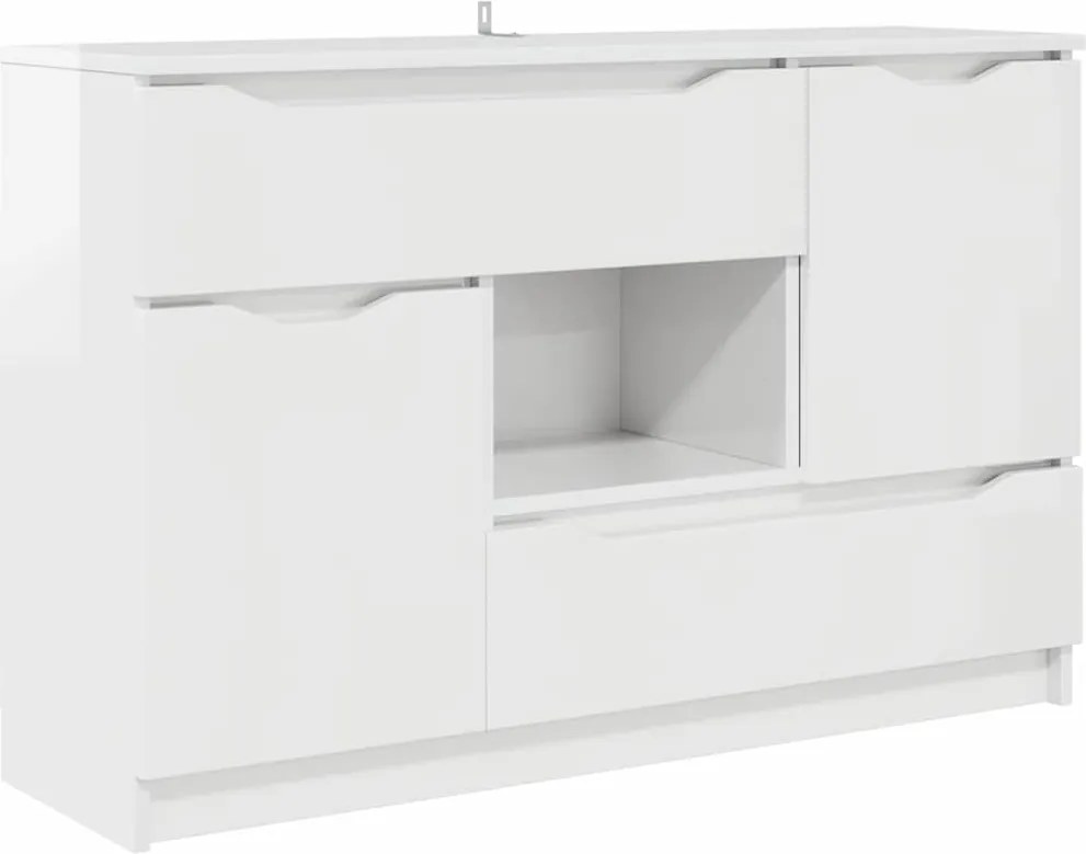 vidaXL Széf fiókkal Magas Fényű Fehér 100 x 30 x 65,6 Faanyag