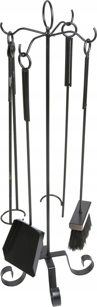 Kandalló szett fekete 5 részes fém állvány Kandalló Kiegészítők 5in1