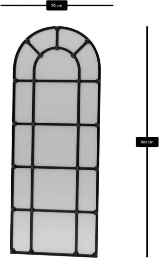 Ovalis tükör, fekete, 70 cm