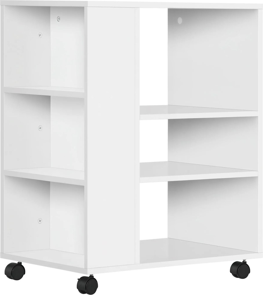 Vinsetto Nyomtató Állvány Irodai Oldalszekrény Kerekekkel 3 Oldalszekrénnyel és 2 Fékkel 30 kg Teherbírással Hálószobába, Konyhába, Nappaliba 60x40x75