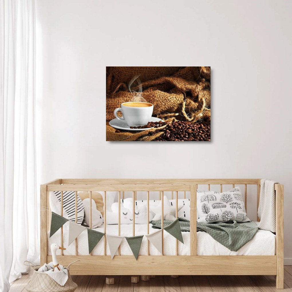 Üveg kép - Egy csésze kávé (70x50 cm)