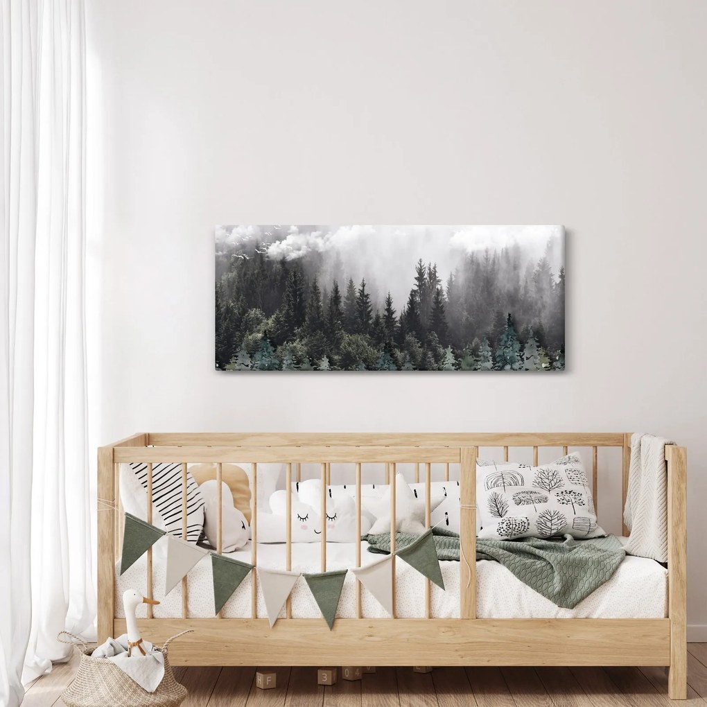 Kép - Erdő illusztrált elemekkel (120x50 cm)