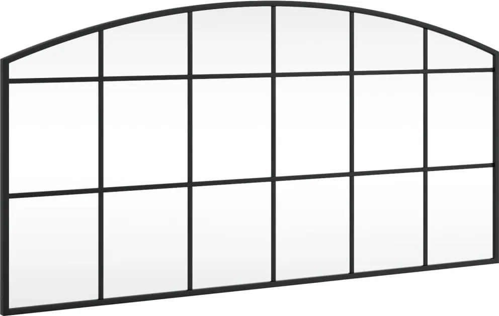 vidaXL fekete ívelt vas fali tükör 100 x 50 cm