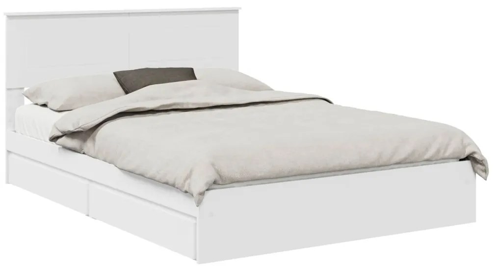 vidaXL Tárolós Ágy fejtámlával fiókkal Fehér 150 x 200 cm Faanyag