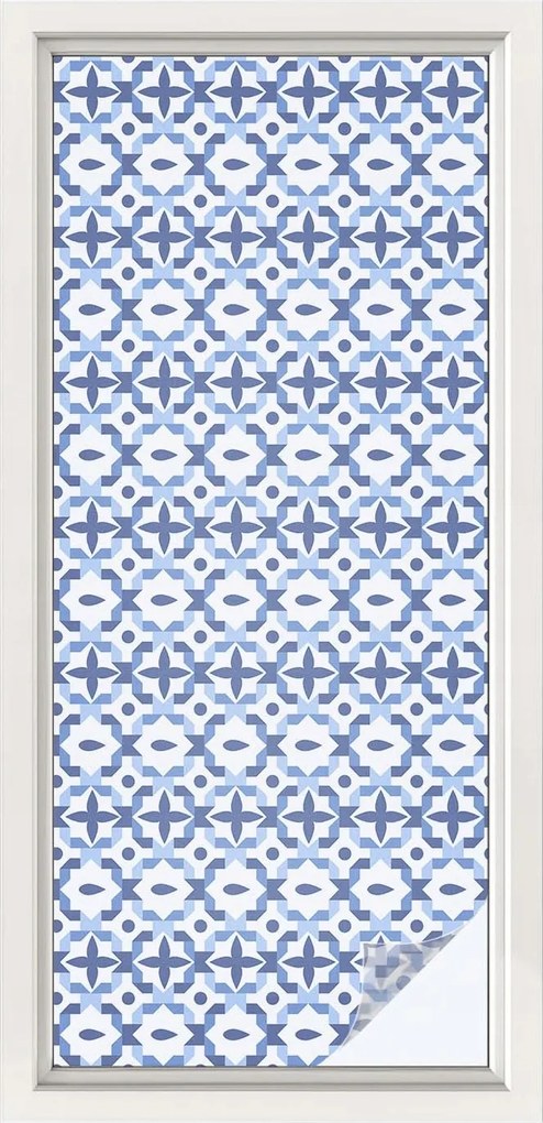 Ablakfólia öntapadós adatvédelem Kék mozaik 50x116