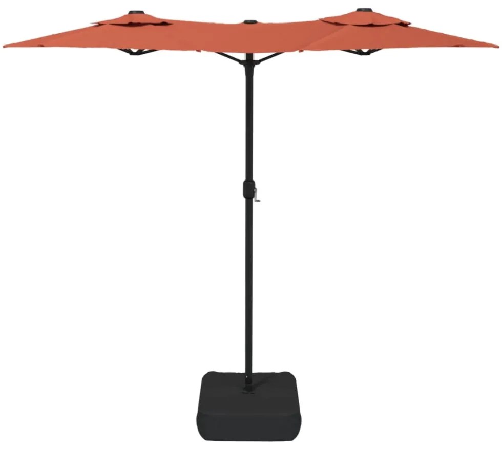 terrakotta dupla tetős LED-es napernyő 316x240 cm