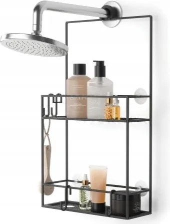 Akasztós polc, fekete, fürdőszobai zuhany rendszerező Cubiko kozmetikumokhoz