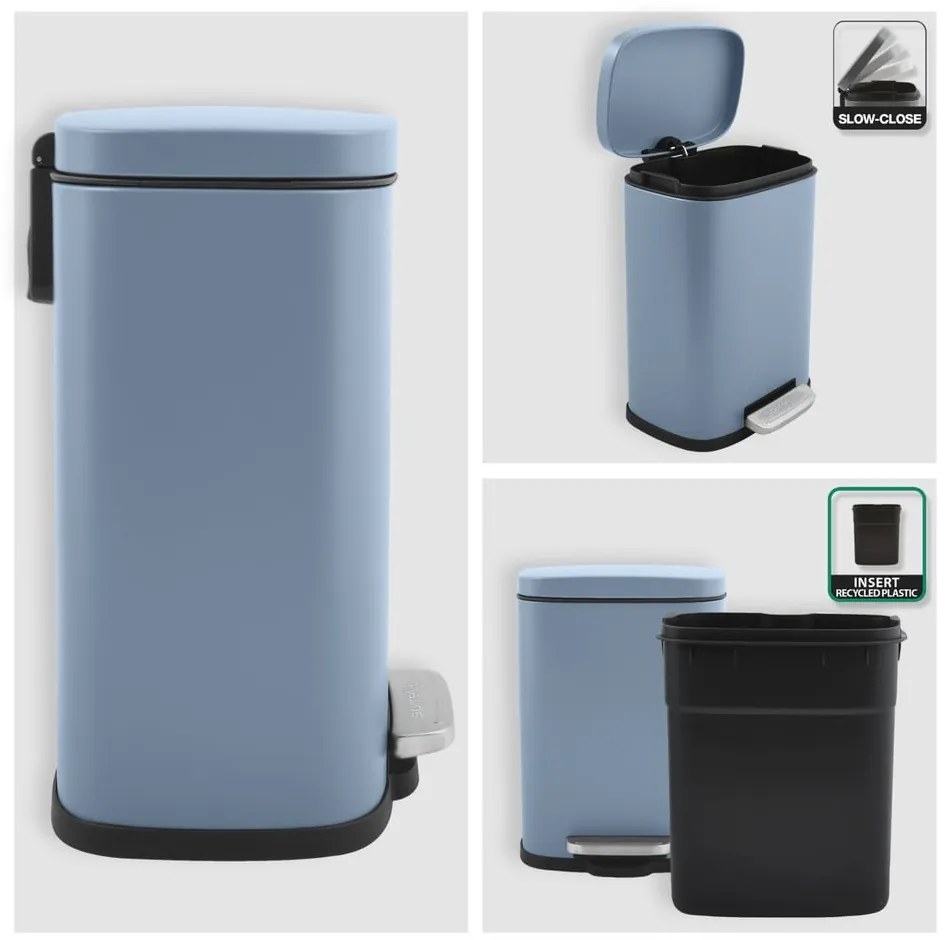 Világoskék acél pedálos szemetes 5 l Akira – Spirella