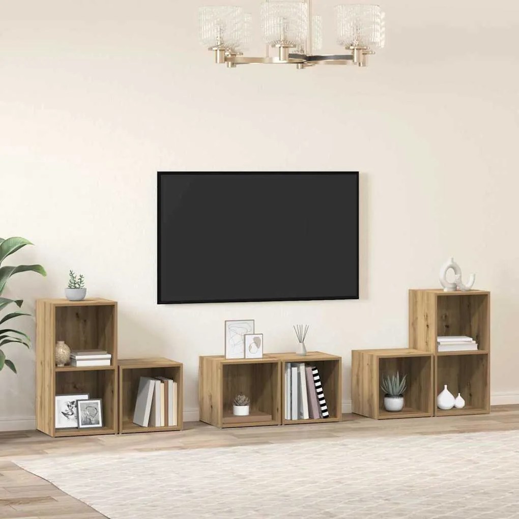 TV Szekrény Szett 6 pcs Artisan tölgy 37 x 35 x 72 cm Faanyag