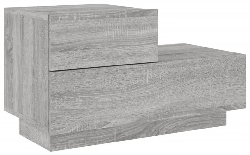 Szürke sonoma éjjeliszekrény LED-világítással 70 x 36 x 40,5 cm