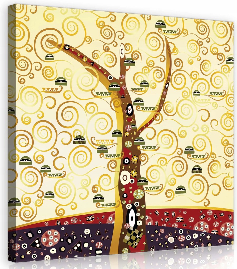 Vászonkép 80x80 Az élet fája arany spirálok szimbolikus dekoráció