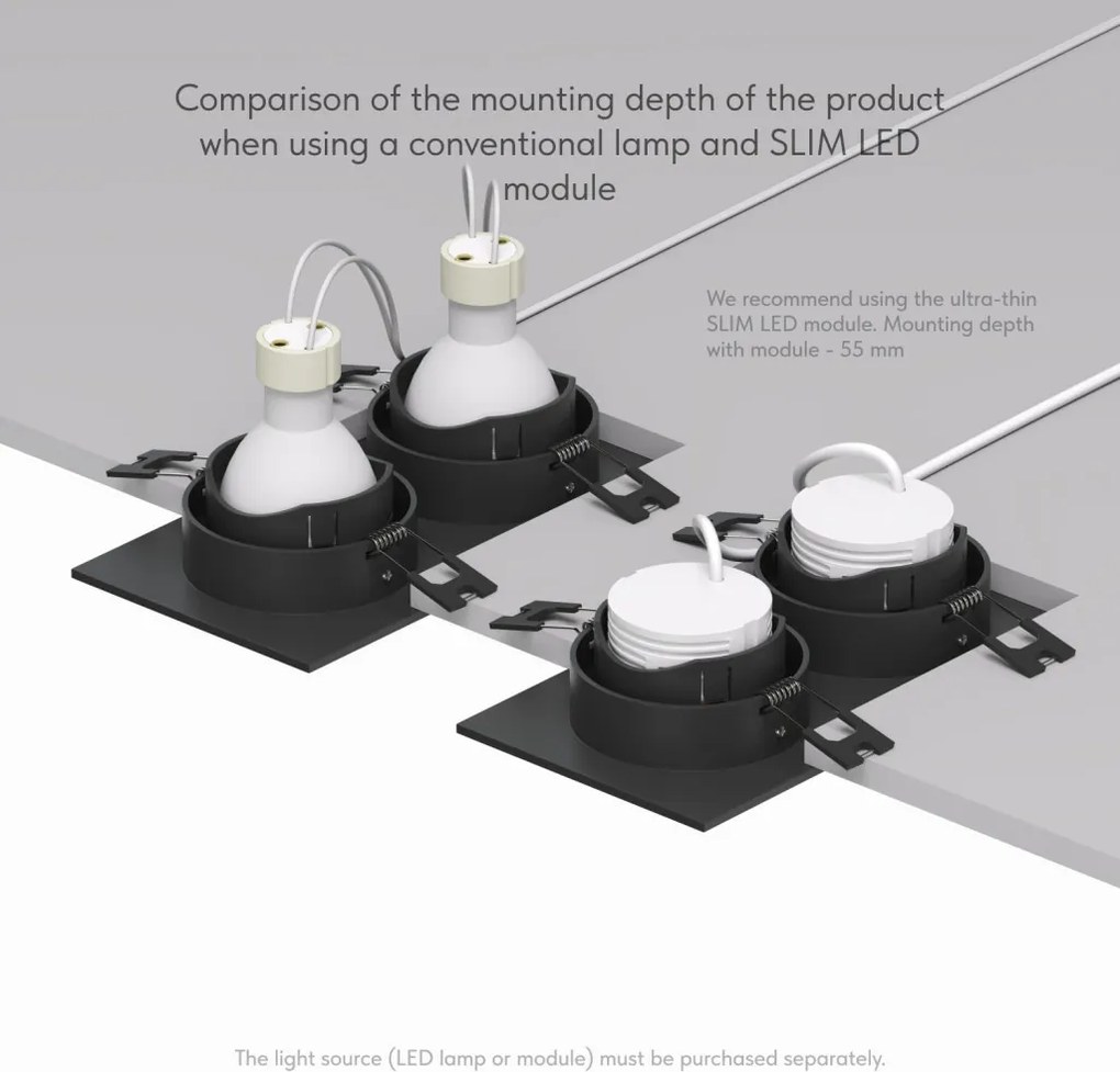 Rodvig series double head recessed ceiling downlight — DK/EU-3072-BK