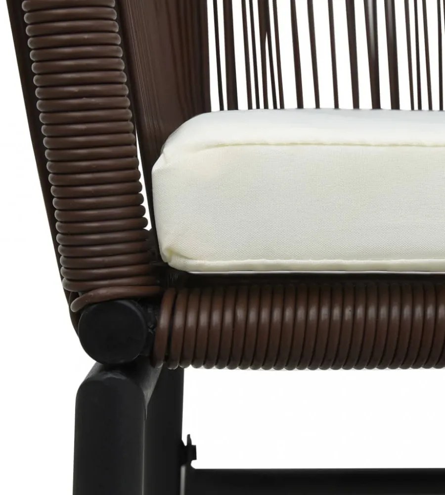 3 darabos barna PE rattan bisztrószett párnával
