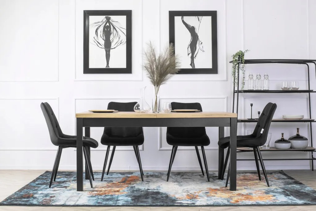 Étkezőszett HUGO asztal + 4 RIO szék fekete