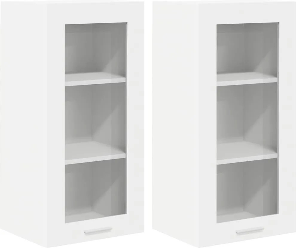 vidaXL Függő szekrény tárolóval 2 pcs Fehér 40 x 31 x 80 cm Faanyag