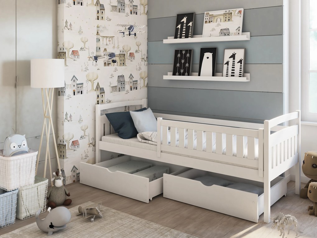 Gyerekágy 90 x 190 cm Tarra (ágyráccsal és tárolóhellyel) (fehér). Akció -20%. 1012909
