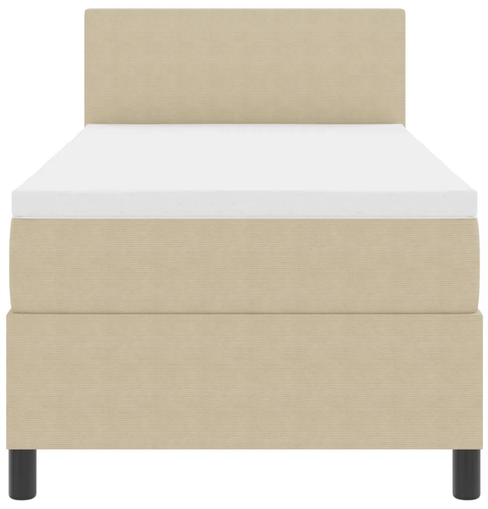 Box Spring Ágy Matraccal & LED Fénnyel Bézs 80x200 cm Bársonyos Szövet