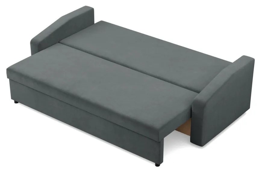 Zeus kanapéágy, bársony, hab töltet, döntött kartámasz, szürke