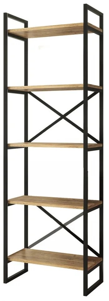 Fekete-natúr színű polcos állvány borovi fenyő dekorral 58x175 cm Nicol – Kalune Design