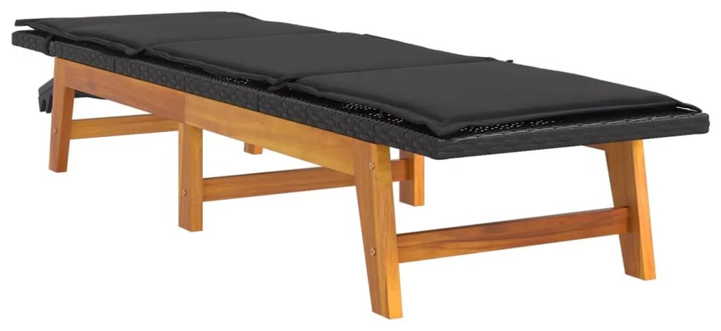 Polyrattan és tömör akácfa napágy párnával