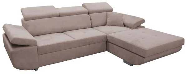 CASTELO L-alakú, ággyá alakítható jobb oldali sarokkanapé tárolóval, bézs