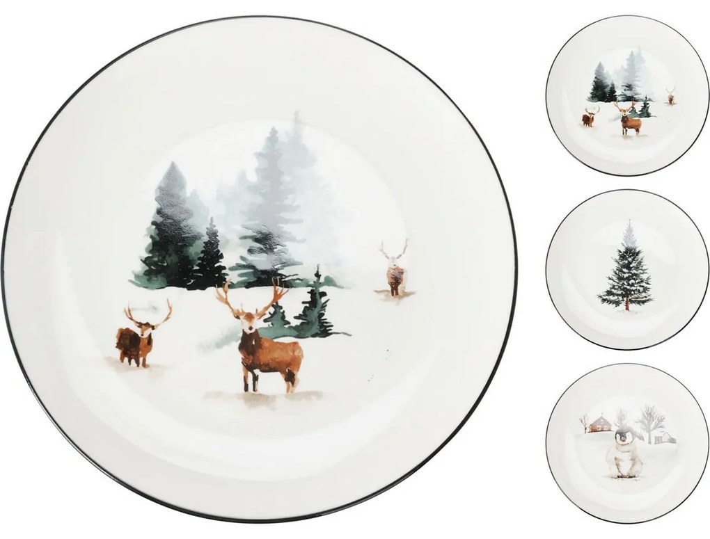 Winter Deer, porcelán lapostányér, 27 x 2,6 cm