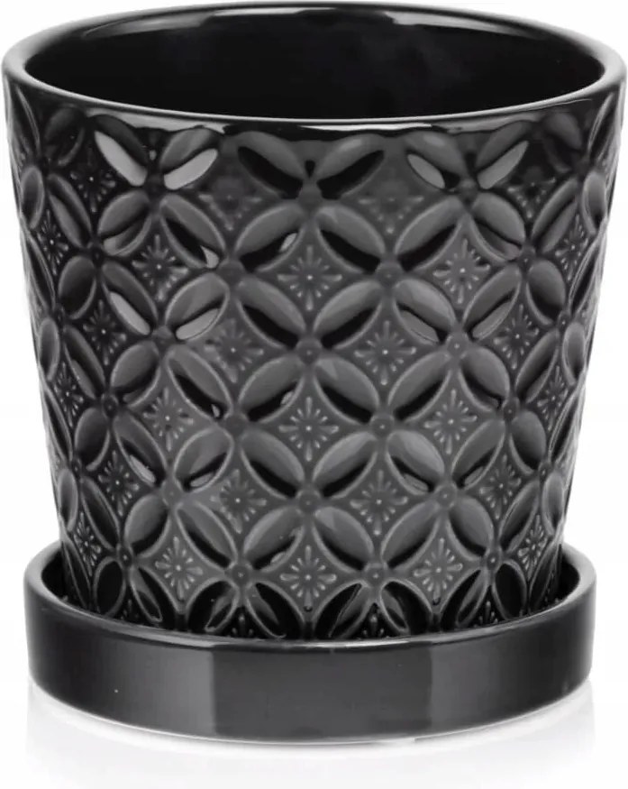 Kerámia kaspó fekete állvánnyal 15cm Polnix 15.022.15