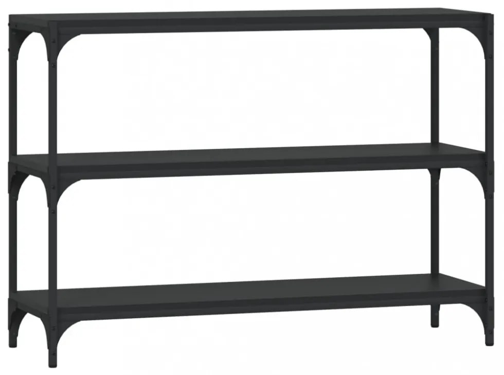 fekete szerelt fa és acél könyvszekrény 100 x 33 x 70,5 cm