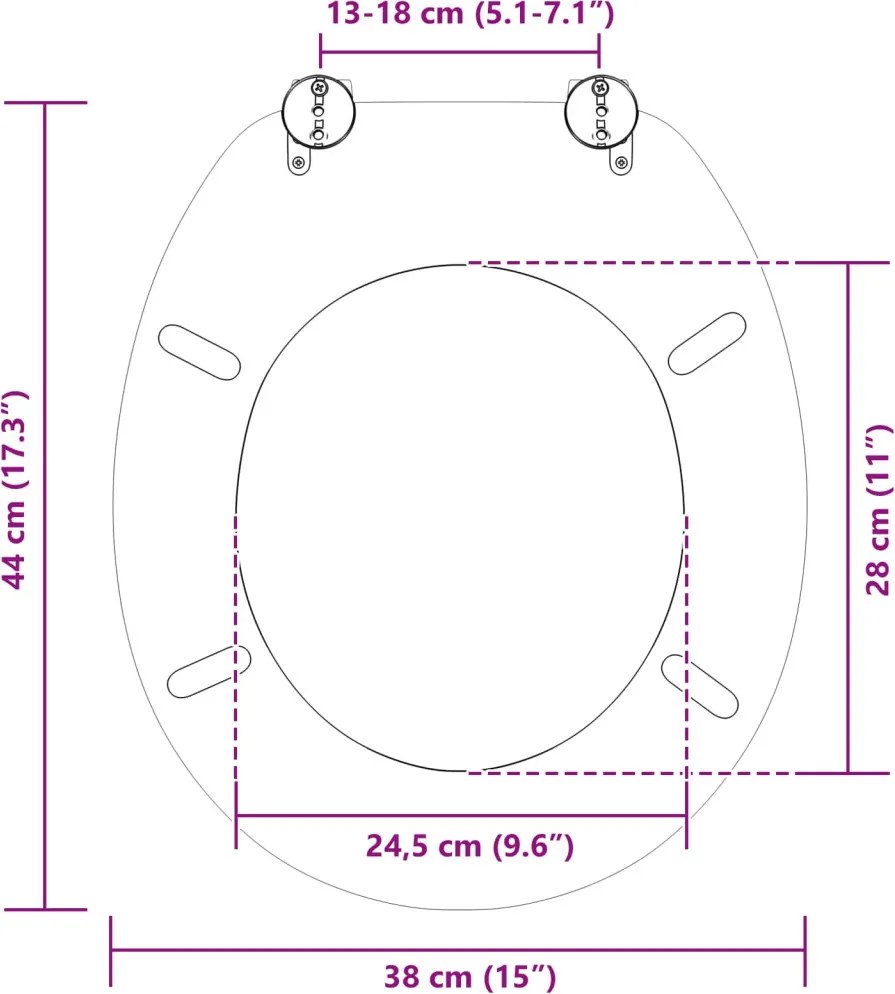 Lágy záródású WC ülőke Mély tengerkék 44 x 38 cm MDF lap