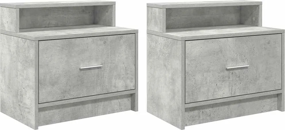 vidaXL 2 db betonszürke éjjeliszekrény fiókkal 51 x 31 x 47 cm