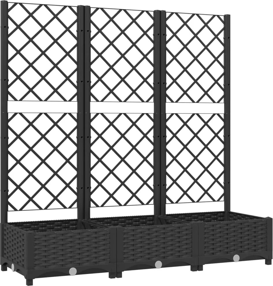 vidaXL fekete kerti virágláda ráccsal 120 x 40 x 121,5 cm PP