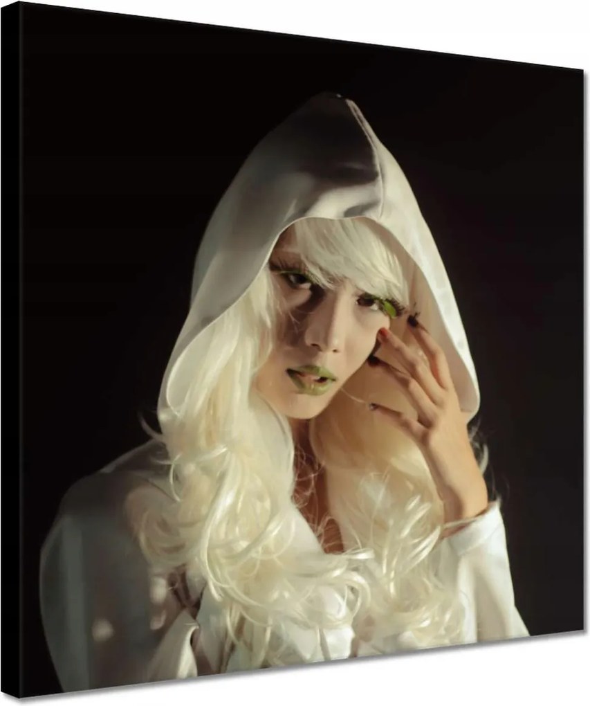 Vászonkép 30x30 Nő fehér kabátban