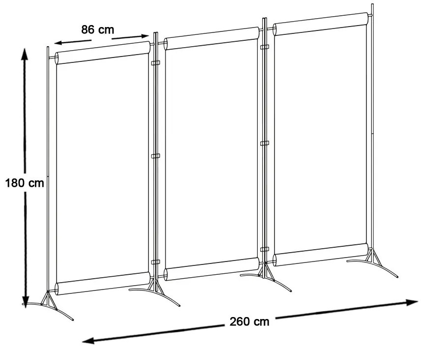 Mobil térelválasztó 260x180cm, szürke