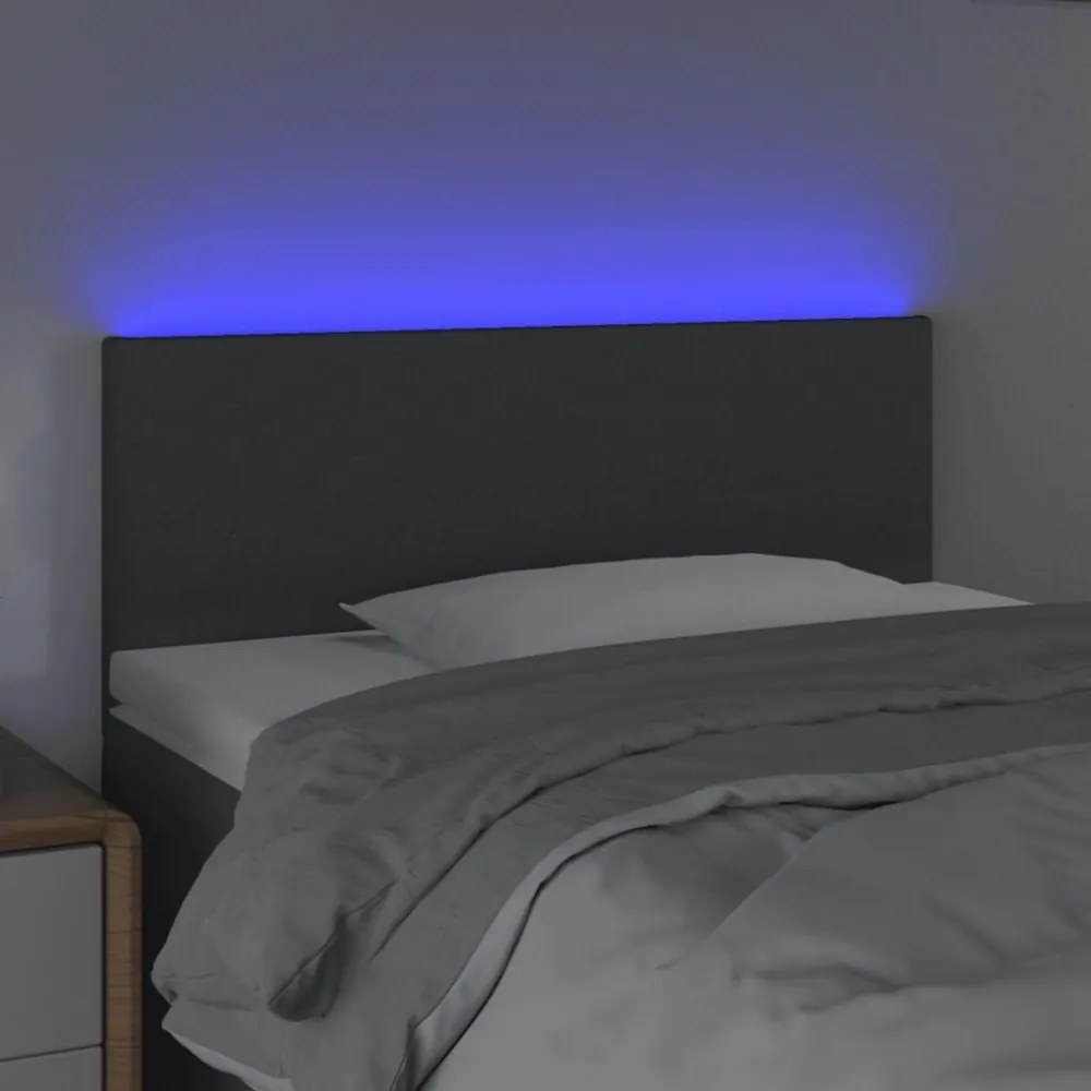 sötétszürke szövet LED-es fejtámla 100x5x78/88 cm