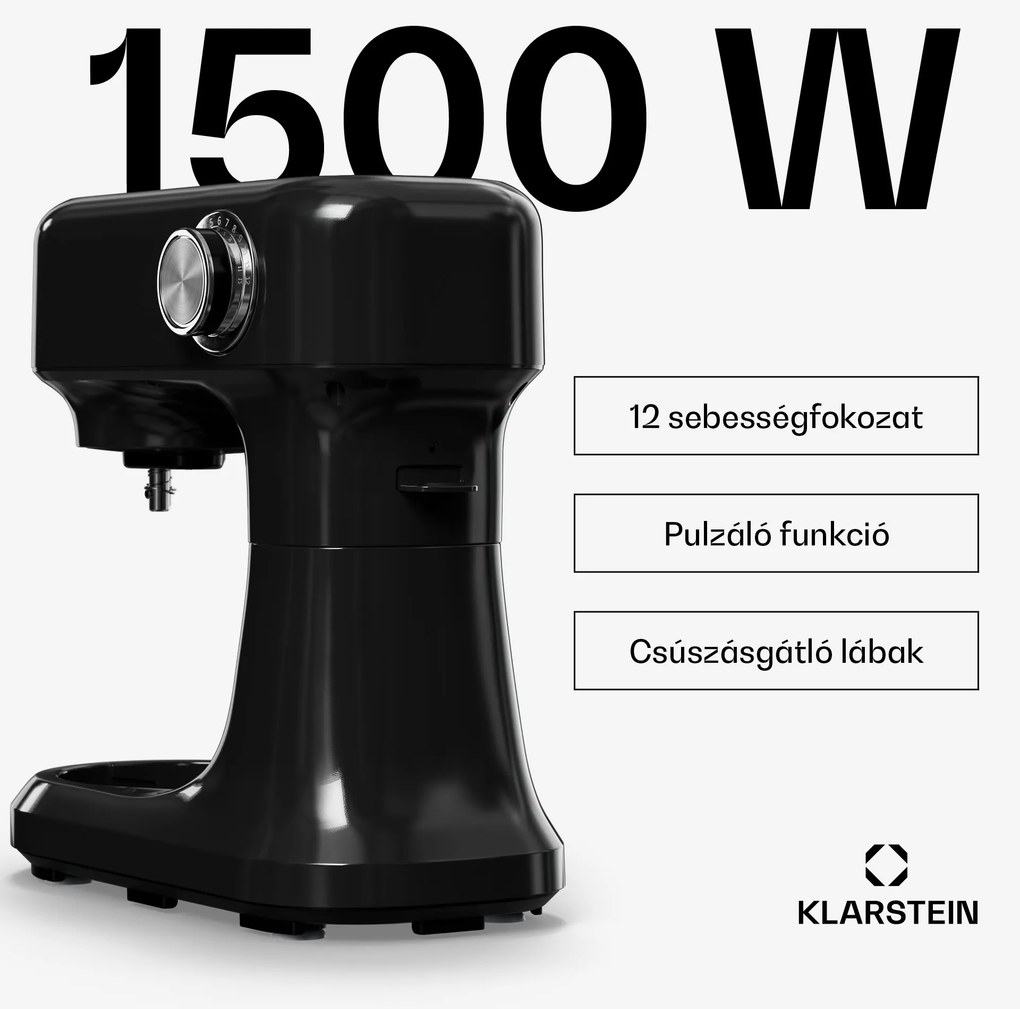 Klarstein Bella Evo konyhai robotgép | Planetáris keverőrendszer | 3 keverőfej | 1500 W | 5 l