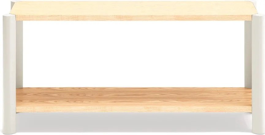 Krémszínű-világos natúr színű polcos állvány tölgyfa dekorral 126x59x43 cm Bona – Teulat