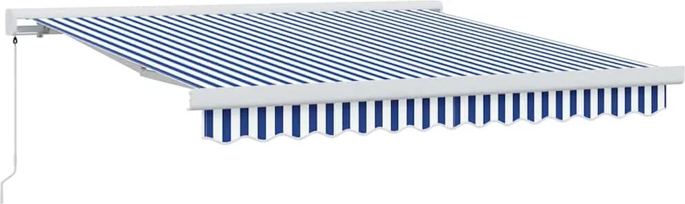 vidaXL Behúzható napellenző Kék és Fehér 300 x 250 cm Szövet és Fém